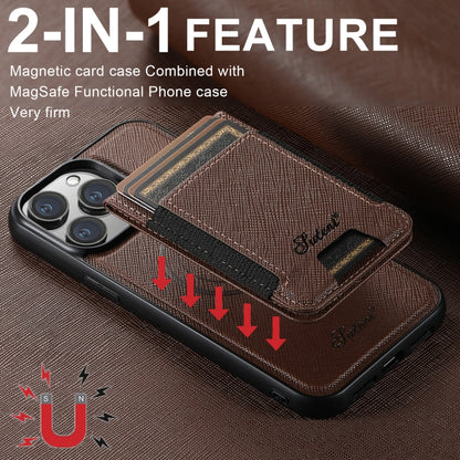 For iPhone 15 Pro Max Suteni H17 Cross Grain Leather MagSafe Detachable Wallet Phone Case(Brown) - iPhone 15 Pro Max Cases by Suteni | Online Shopping South Africa | PMC Jewellery | Buy Now Pay Later Mobicred