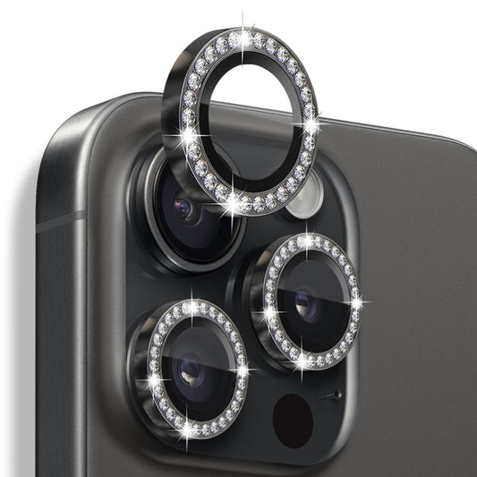 For iPhone 16 Pro / 16 Pro Max NORTHJO Rhinestone Camera Lens Protector Tempered Glass Metal Ring Film(Graphite) - iPhone 16 Pro Max Tempered Glass by NORTHJO | Online Shopping South Africa | PMC Jewellery | Buy Now Pay Later Mobicred