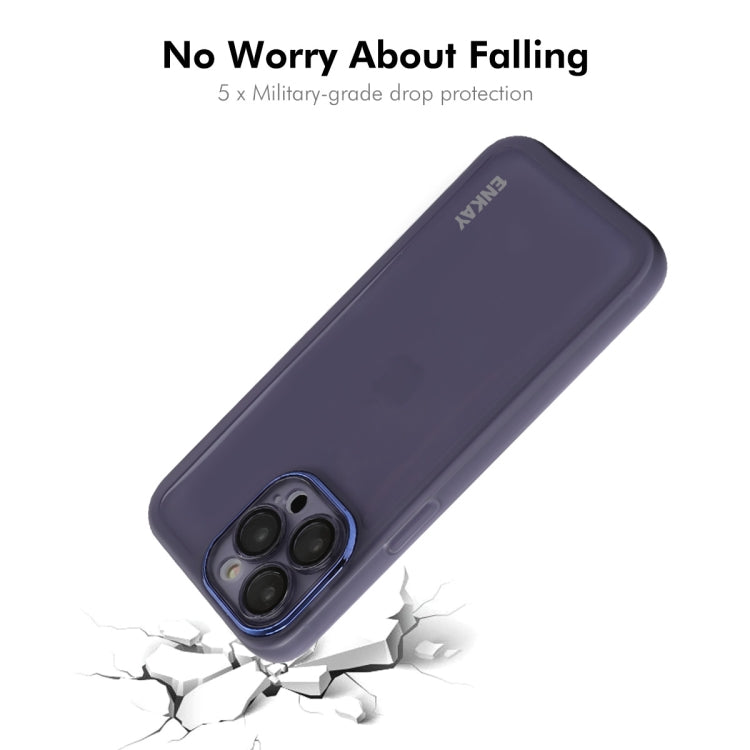 For iPhone 16 Pro Max ENKAY Hat-Prince Translucent Matte TPU Phone Case with Lens Film(Blue) - iPhone 16 Pro Max Cases by ENKAY | Online Shopping South Africa | PMC Jewellery | Buy Now Pay Later Mobicred