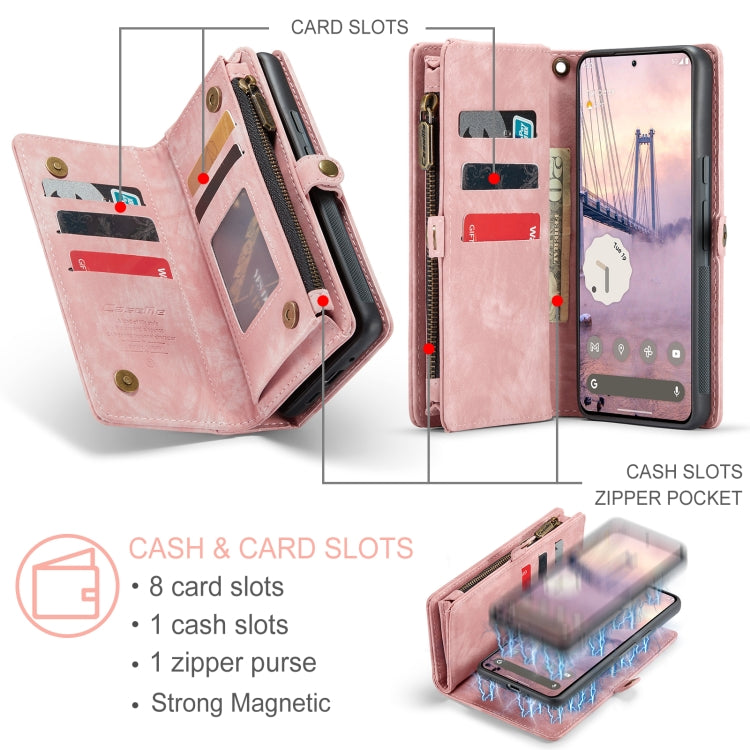 For Google Pixel 9 / 9 Pro CaseMe 008 Detachable Multifunctional Leather Phone Case(Pink) - Google Cases by CaseMe | Online Shopping South Africa | PMC Jewellery | Buy Now Pay Later Mobicred