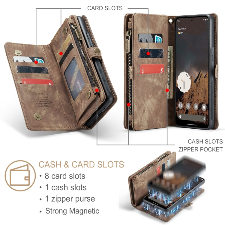 For Google Pixel 9 Pro XL CaseMe 008 Detachable Multifunctional Leather Phone Case(Brown) - Google Cases by CaseMe | Online Shopping South Africa | PMC Jewellery | Buy Now Pay Later Mobicred