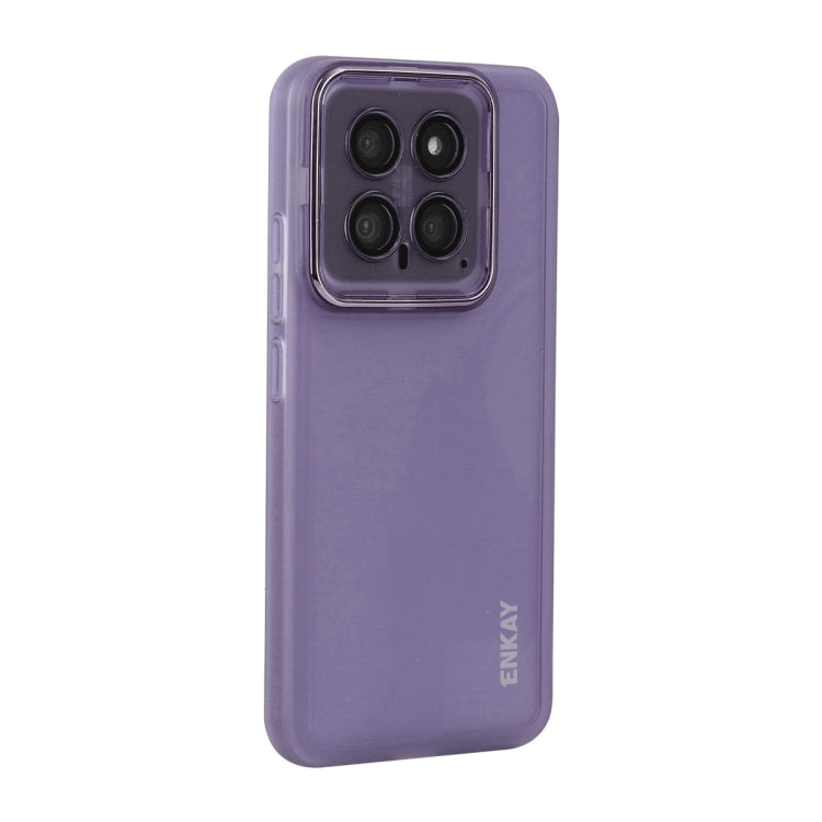 For Xiaomi 14 ENKAY Hat-Prince Translucent Matte TPU Phone Case with Lens Film(Purple) - 14 Cases by ENKAY | Online Shopping South Africa | PMC Jewellery | Buy Now Pay Later Mobicred