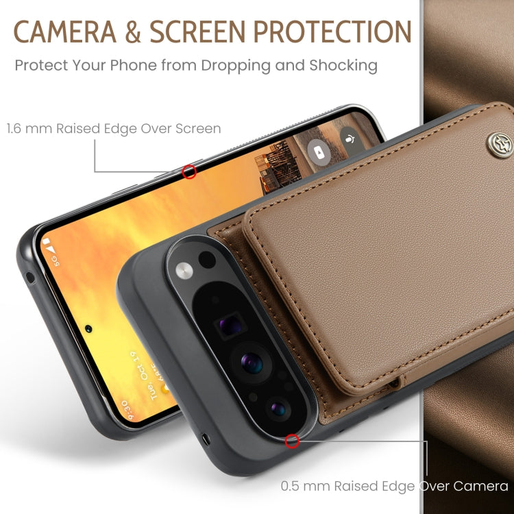 For Google Pixel 9 Pro XL CaseMe C22 Card Slots Holder RFID Anti-theft Phone Case(Brown) - Google Cases by CaseMe | Online Shopping South Africa | PMC Jewellery | Buy Now Pay Later Mobicred