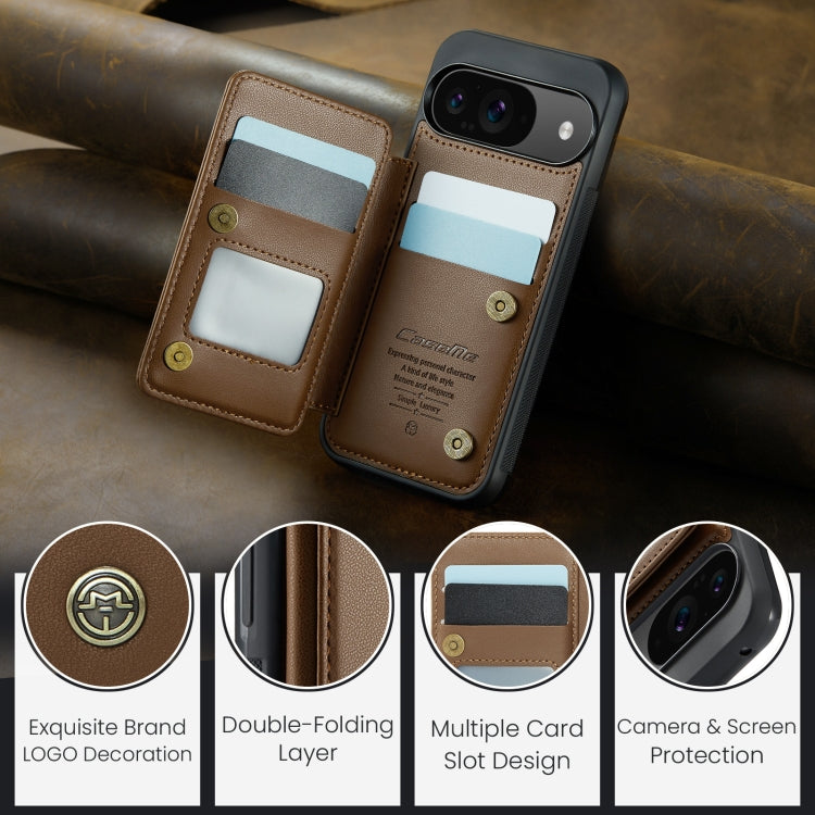 For Google Pixel 9 / 9 Pro CaseMe C22 Card Slots Holder RFID Anti-theft Phone Case(Brown) - Google Cases by CaseMe | Online Shopping South Africa | PMC Jewellery | Buy Now Pay Later Mobicred