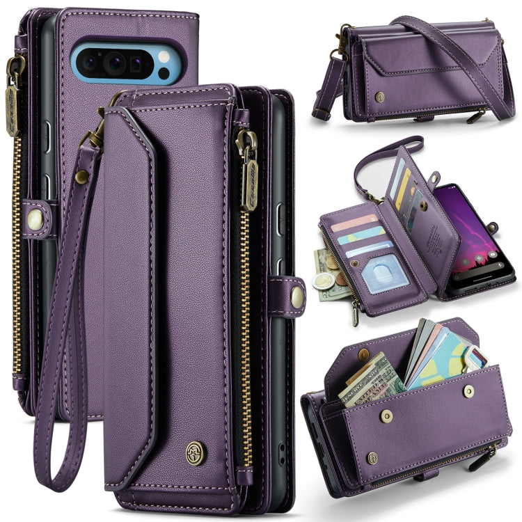 For Google Pixel 9 Pro XL CaseMe C36 Card Slots Zipper Wallet RFID Anti-theft Leather Phone Case(Purple) - Google Cases by CaseMe | Online Shopping South Africa | PMC Jewellery | Buy Now Pay Later Mobicred