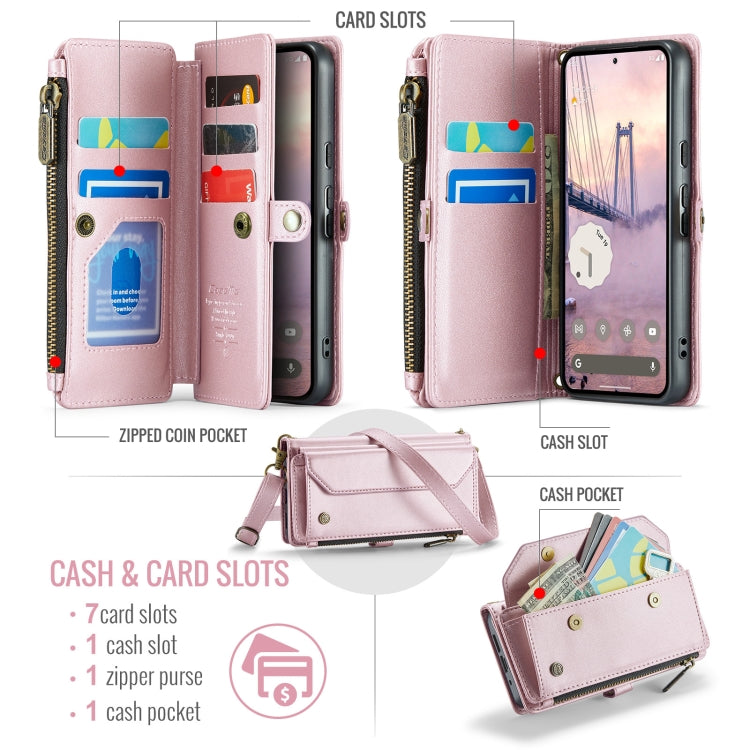 For Google Pixel 9 / 9 Pro CaseMe C36 Card Slots Zipper Wallet RFID Anti-theft Leather Phone Case(Pink) - Google Cases by CaseMe | Online Shopping South Africa | PMC Jewellery | Buy Now Pay Later Mobicred