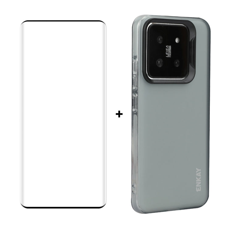 For Xiaomi 14 Pro ENKAY Hat-Prince Translucent Matte TPU Phone Case + 3D Hot Bending Film(Grey) - 14 Pro Cases by ENKAY | Online Shopping South Africa | PMC Jewellery | Buy Now Pay Later Mobicred