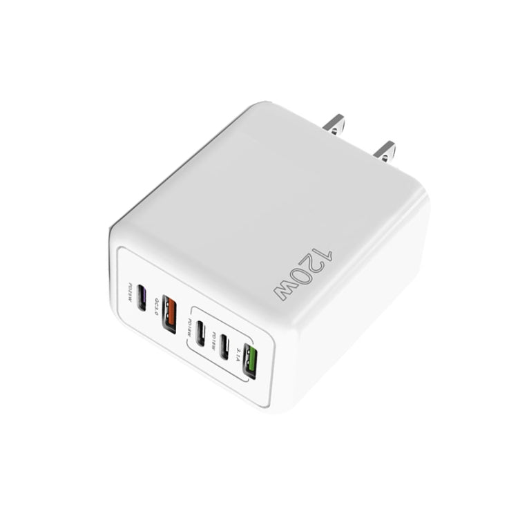 120W 3 PD Type-C Dual USB Multi Port Quick Charger for Mobile Phones, US Plug(White) - USB Charger by PMC Jewellery | Online Shopping South Africa | PMC Jewellery | Buy Now Pay Later Mobicred