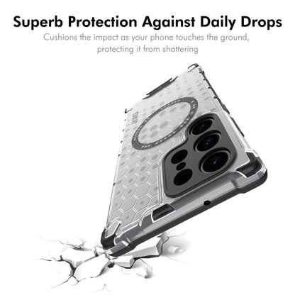 For Samsung Galaxy S24 Ultra 5G ENKAY Hat-Prince Honeycomb MagSafe Shockproof Phone Case with 0.18mm Film(White) - Galaxy S24 Ultra 5G Cases by ENKAY | Online Shopping South Africa | PMC Jewellery | Buy Now Pay Later Mobicred