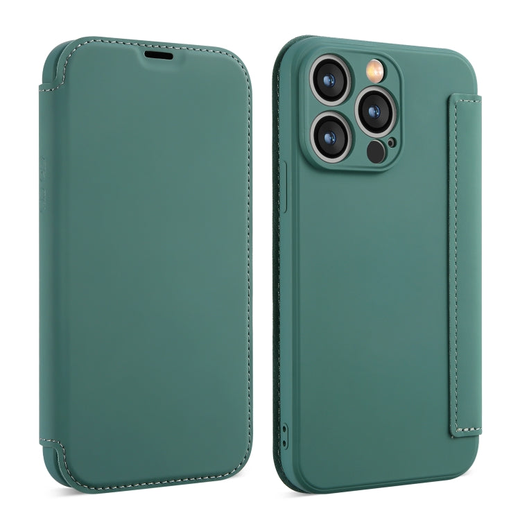 For iPhone 16 Imitate Liquid Skin Feel Leather Phone Case with Card Slots(Dark Green) - iPhone 16 Cases by PMC Jewellery | Online Shopping South Africa | PMC Jewellery | Buy Now Pay Later Mobicred