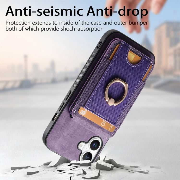 For iPhone 16 Retro Splitable Magnetic Stand Card Bag Leather Phone Case(Purple) - iPhone 16 Cases by PMC Jewellery | Online Shopping South Africa | PMC Jewellery | Buy Now Pay Later Mobicred