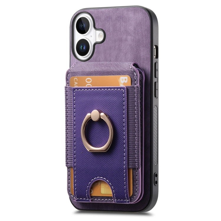 For iPhone 16 Plus Retro Splitable Magnetic Stand Card Bag Leather Phone Case(Purple) - iPhone 16 Plus Cases by PMC Jewellery | Online Shopping South Africa | PMC Jewellery | Buy Now Pay Later Mobicred