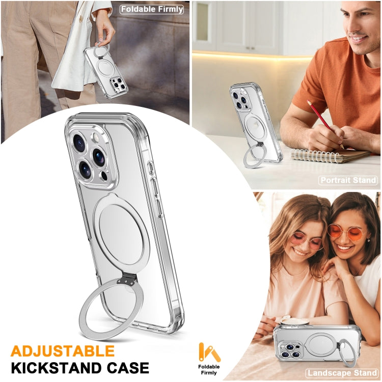 For iPhone 16 Pro Skin Feel MagSafe Holder 360 Full Body Phone Case(Transparent) - iPhone 16 Pro Cases by PMC Jewellery | Online Shopping South Africa | PMC Jewellery | Buy Now Pay Later Mobicred