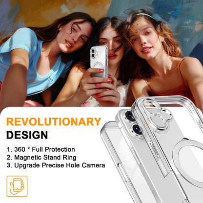 For iPhone 16 Plus Skin Feel MagSafe Holder 360 Full Body Phone Case(Transparent) - iPhone 16 Plus Cases by PMC Jewellery | Online Shopping South Africa | PMC Jewellery | Buy Now Pay Later Mobicred