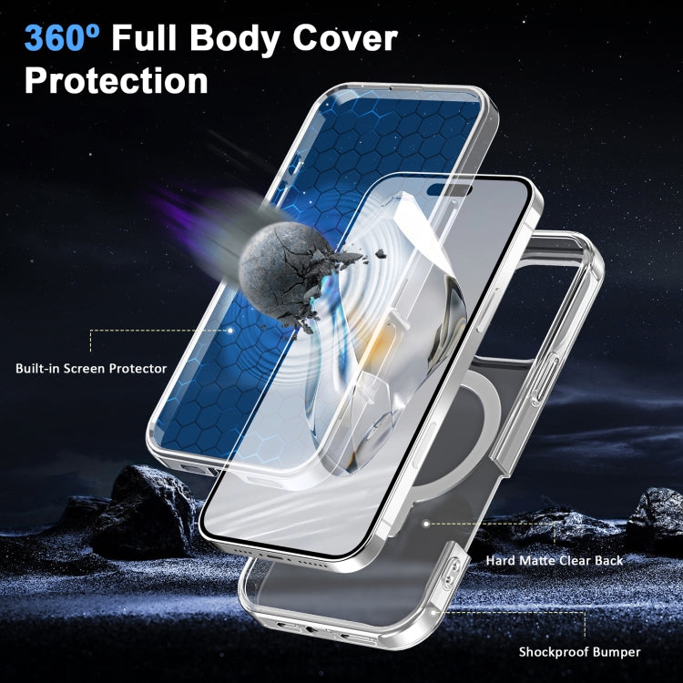 For iPhone 16 Pro Max Frosted Skin Feel MagSafe Holder 360 Full Body Phone Case(Transparent) - iPhone 16 Pro Max Cases by PMC Jewellery | Online Shopping South Africa | PMC Jewellery | Buy Now Pay Later Mobicred