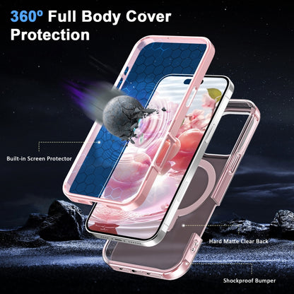 For iPhone 16 Pro Frosted Skin Feel MagSafe Holder 360 Full Body Phone Case(Pink) - iPhone 16 Pro Cases by PMC Jewellery | Online Shopping South Africa | PMC Jewellery | Buy Now Pay Later Mobicred