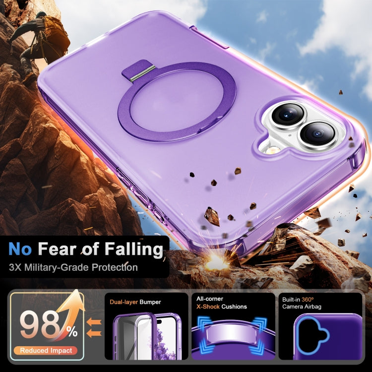 For iPhone 16 Plus Frosted Skin Feel MagSafe Holder 360 Full Body Phone Case(Purple) - iPhone 16 Plus Cases by PMC Jewellery | Online Shopping South Africa | PMC Jewellery | Buy Now Pay Later Mobicred