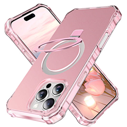 For iPhone 16 Pro Max Solid Color Wave MagSafe Holder Phone Case(Pink) - iPhone 16 Pro Max Cases by PMC Jewellery | Online Shopping South Africa | PMC Jewellery | Buy Now Pay Later Mobicred