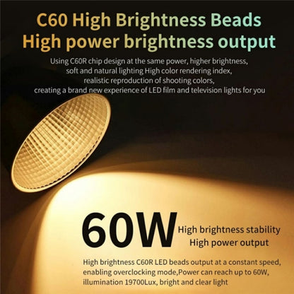 C60R 60W RGB Stage Lamp Professional Video Photography COB Fill Light, Plug:EU Plug - Selfie Light by PMC Jewellery | Online Shopping South Africa | PMC Jewellery | Buy Now Pay Later Mobicred