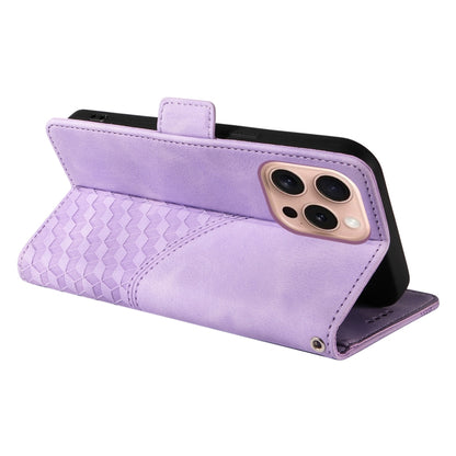 For iPhone 16 Pro ENKAY Embossed Rhombus Starry Leather Phone Case with Screen Film(Purple) - iPhone 16 Pro Cases by ENKAY | Online Shopping South Africa | PMC Jewellery | Buy Now Pay Later Mobicred