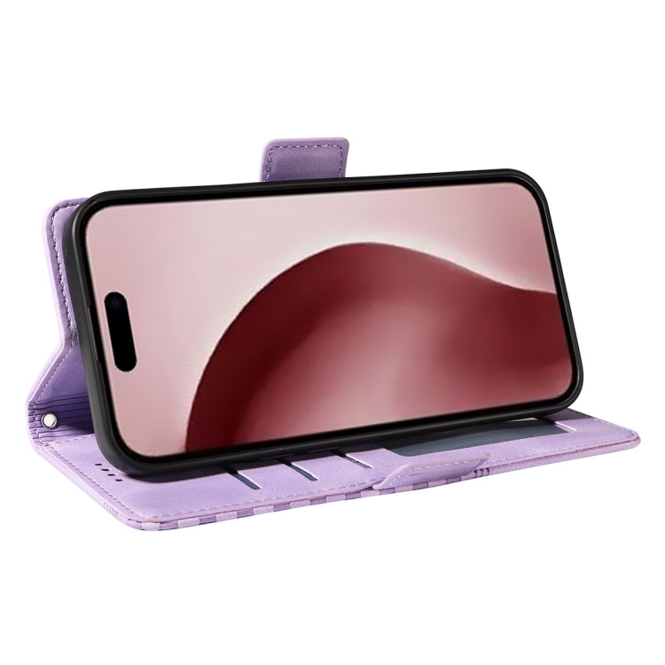 For iPhone 16 Pro ENKAY Embossed Rhombus Starry Leather Phone Case with Screen Film(Purple) - iPhone 16 Pro Cases by ENKAY | Online Shopping South Africa | PMC Jewellery | Buy Now Pay Later Mobicred