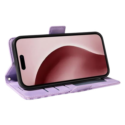 For iPhone 16 Pro Max ENKAY Embossed Rhombus Starry Leather Phone Case with Screen Film(Purple) - iPhone 16 Pro Max Cases by ENKAY | Online Shopping South Africa | PMC Jewellery | Buy Now Pay Later Mobicred