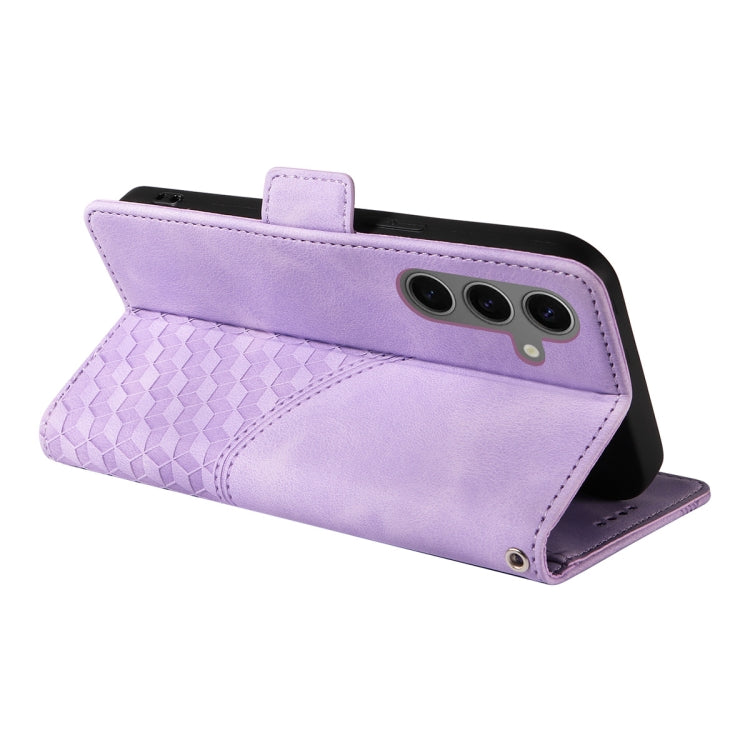 For Samsung Galaxy S25 5G / S24 5G ENKAY Embossed Rhombus Starry Leather Phone Case with Screen Film(Purple) - Galaxy S24 5G Cases by ENKAY | Online Shopping South Africa | PMC Jewellery | Buy Now Pay Later Mobicred