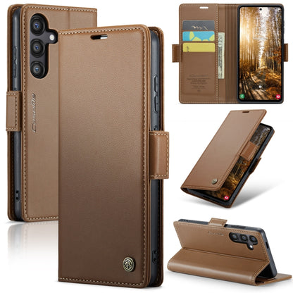 For Samsung Galaxy S24 FE 5G CaseMe 023 Butterfly Buckle Litchi Texture RFID Anti-theft Leather Phone Case(Brown) - Galaxy S24 FE 5G Cases by CaseMe | Online Shopping South Africa | PMC Jewellery | Buy Now Pay Later Mobicred