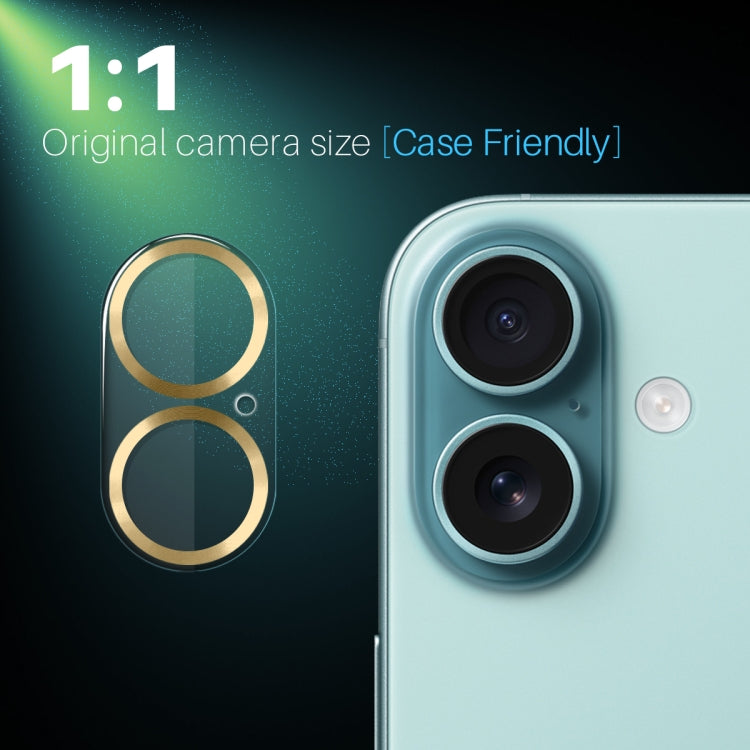 For iPhone 16 / 16 Plus NORTHJO Camera Lens Protector CD Veins 3D Tempered Glass Film(Gold) - iPhone 16 Plus Tempered Glass by NORTHJO | Online Shopping South Africa | PMC Jewellery | Buy Now Pay Later Mobicred