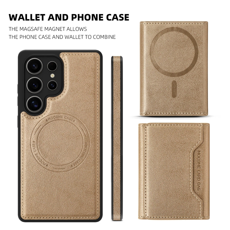 For Samsung Galaxy S25 5G Shield Multi-functional MagSafe Card Bag Phone Case(Desert Gold) - Galaxy S25 5G Cases by PMC Jewellery | Online Shopping South Africa | PMC Jewellery | Buy Now Pay Later Mobicred