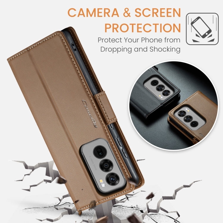 For OPPO Reno12 Pro 5G Global CaseMe 023 Butterfly Buckle Litchi Texture RFID Anti-theft Leather Phone Case(Brown) - Reno12 Pro Cases by CaseMe | Online Shopping South Africa | PMC Jewellery | Buy Now Pay Later Mobicred