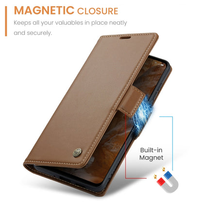 For OPPO Reno12 Pro 5G Global CaseMe 023 Butterfly Buckle Litchi Texture RFID Anti-theft Leather Phone Case(Brown) - Reno12 Pro Cases by CaseMe | Online Shopping South Africa | PMC Jewellery | Buy Now Pay Later Mobicred