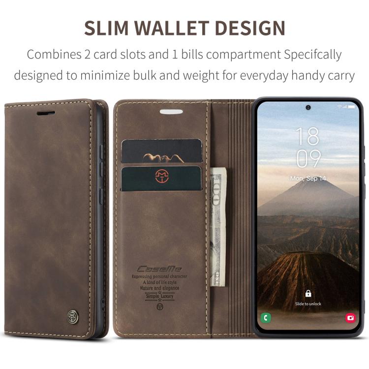 For Samsung Galaxy S25+ 5G CaseMe 013 Multifunctional Horizontal Flip Leather Phone Case(Coffee) - Galaxy S25+ 5G Cases by CaseMe | Online Shopping South Africa | PMC Jewellery | Buy Now Pay Later Mobicred