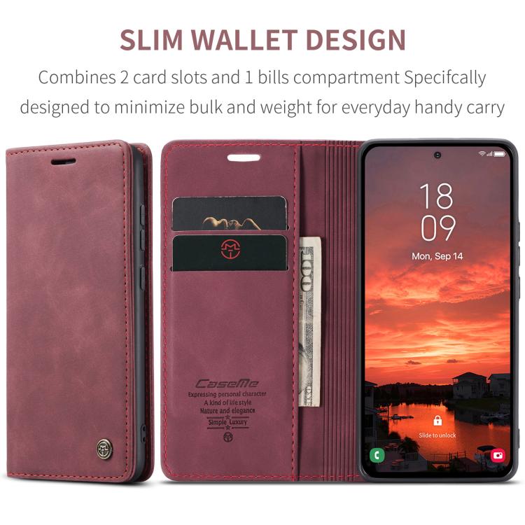 For Samsung Galaxy S25+ 5G CaseMe 013 Multifunctional Horizontal Flip Leather Phone Case(Red) - Galaxy S25+ 5G Cases by CaseMe | Online Shopping South Africa | PMC Jewellery | Buy Now Pay Later Mobicred