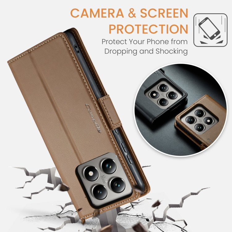 For Xiaomi 14T CaseMe 023 Butterfly Buckle Litchi Texture RFID Anti-theft Leather Phone Case(Brown) - 14T Cases by CaseMe | Online Shopping South Africa | PMC Jewellery | Buy Now Pay Later Mobicred