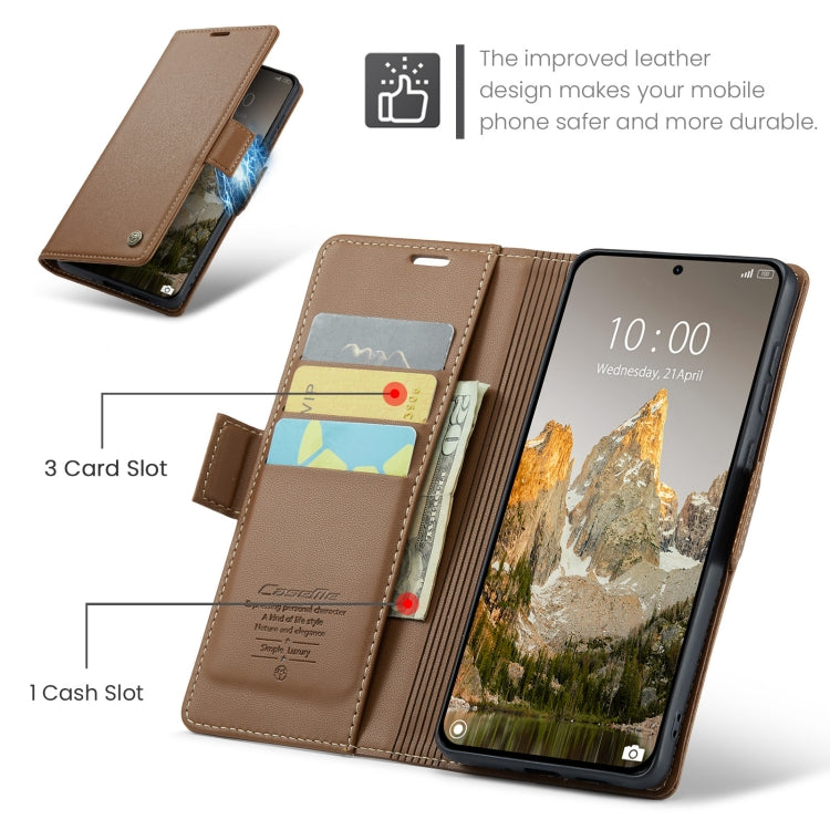 For Xiaomi 14T Pro CaseMe 023 Butterfly Buckle Litchi Texture RFID Anti-theft Leather Phone Case(Brown) - 14T Pro Cases by CaseMe | Online Shopping South Africa | PMC Jewellery | Buy Now Pay Later Mobicred