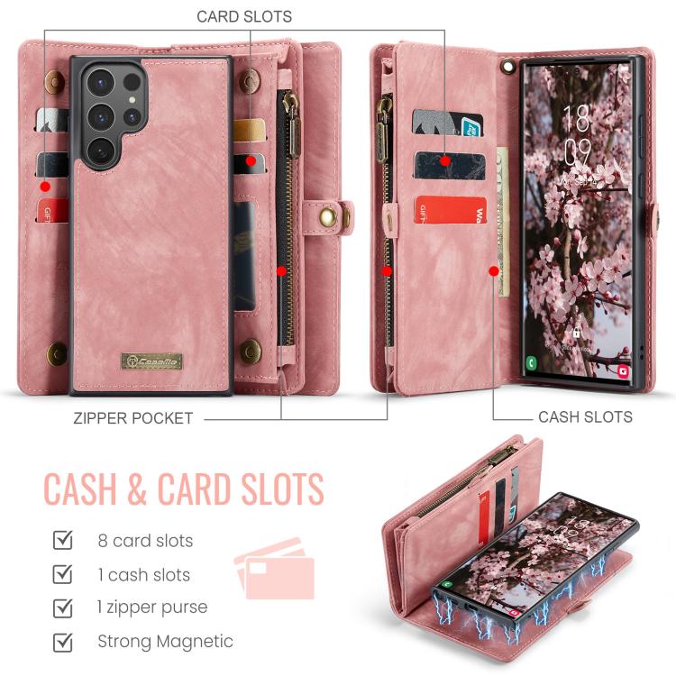 For Samsung Galaxy S25 Ultra 5G CaseMe 008 Detachable Multifunctional Leather Phone Case(Pink) - Galaxy S25 Ultra 5G Cases by CaseMe | Online Shopping South Africa | PMC Jewellery | Buy Now Pay Later Mobicred