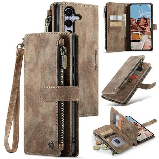 For Samsung Galaxy S25 5G CaseMe C30 Card Slots Zipper Wallet Leather Phone Case(Brown) - Galaxy S25 5G Cases by CaseMe | Online Shopping South Africa | PMC Jewellery | Buy Now Pay Later Mobicred