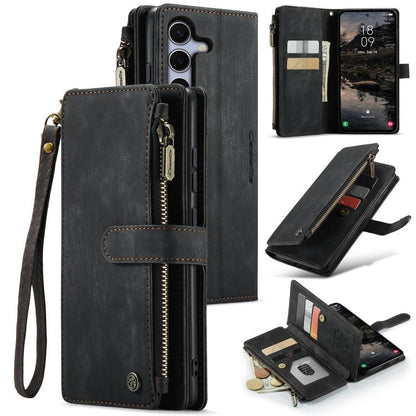 For Samsung Galaxy S25 5G CaseMe C30 Card Slots Zipper Wallet Leather Phone Case(Black) - Galaxy S25 5G Cases by CaseMe | Online Shopping South Africa | PMC Jewellery | Buy Now Pay Later Mobicred