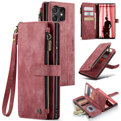 For Samsung Galaxy S25 Ultra 5G CaseMe C30 Card Slots Zipper Wallet Leather Phone Case(Red) - Galaxy S25 Ultra 5G Cases by CaseMe | Online Shopping South Africa | PMC Jewellery | Buy Now Pay Later Mobicred