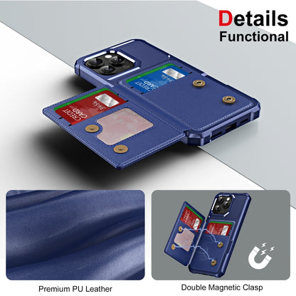 For iPhone 16 Pro Max ENKAY Hat-Prince Card Slot Wallet TPU Back Leather Phone Case with Lens Film(Dark Blue) - iPhone 16 Pro Max Cases by ENKAY | Online Shopping South Africa | PMC Jewellery | Buy Now Pay Later Mobicred