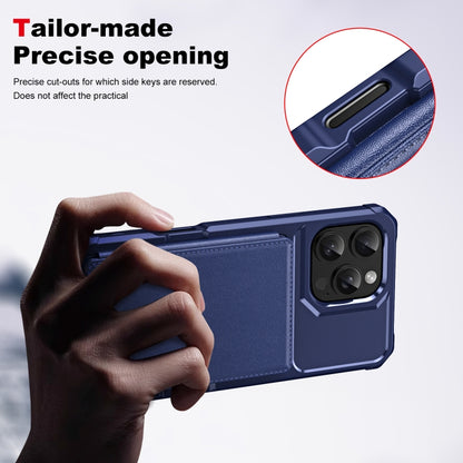 For iPhone 16 Pro Max ENKAY Hat-Prince Card Slot Wallet TPU Back Leather Phone Case with Lens Film(Cyan) - iPhone 16 Pro Max Cases by ENKAY | Online Shopping South Africa | PMC Jewellery | Buy Now Pay Later Mobicred