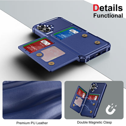 For iPhone 16 Plus ENKAY Hat-Prince Card Slot Wallet TPU Back Leather Phone Case with Lens Film(Cyan) - iPhone 16 Plus Cases by ENKAY | Online Shopping South Africa | PMC Jewellery | Buy Now Pay Later Mobicred