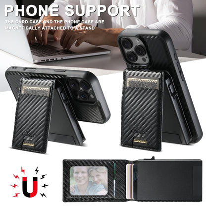 For iPhone 16 Pro Suteni H19 Carbon Fiber Grain 2-in-1 MagSafe Removable Card Box Back Phone Case(Black) - iPhone 16 Pro Cases by Suteni | Online Shopping South Africa | PMC Jewellery | Buy Now Pay Later Mobicred