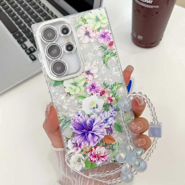 For Samsung Galaxy S25 Ultra 5G Electroplating Flowers Plants Texture Wristband TPU Phone Case(Colorful Peony FL10) - Galaxy S25 Ultra 5G Cases by PMC Jewellery | Online Shopping South Africa | PMC Jewellery | Buy Now Pay Later Mobicred