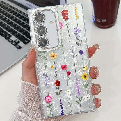 For Samsung Galaxy S25 5G Electroplating Flower Texture TPU Phone Case(Yellow Wildflower SH6) - Galaxy S25 5G Cases by PMC Jewellery | Online Shopping South Africa | PMC Jewellery | Buy Now Pay Later Mobicred