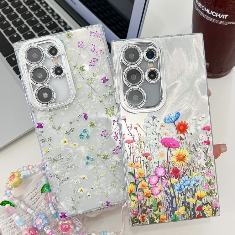 For Samsung Galaxy S25+ 5G Electroplating Flower Texture Wristband TPU Phone Case(Wild Chrysanthemum SH5) - Galaxy S25+ 5G Cases by PMC Jewellery | Online Shopping South Africa | PMC Jewellery | Buy Now Pay Later Mobicred