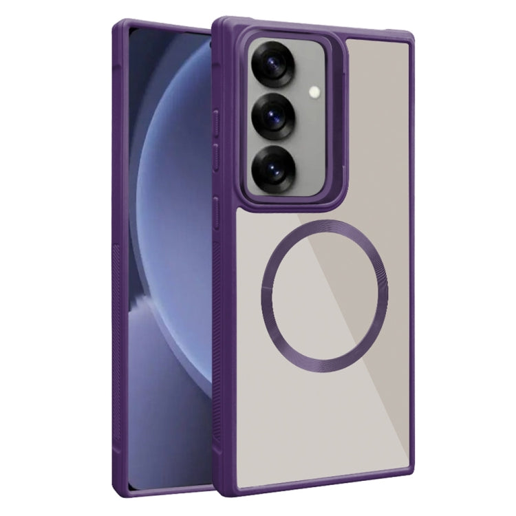 For Samsung Galaxy S25+ 5G Plated CD Texture MagSafe Acrylic Hybrid TPU Phone Case(Purple) - Galaxy S25+ 5G Cases by PMC Jewellery | Online Shopping South Africa | PMC Jewellery | Buy Now Pay Later Mobicred