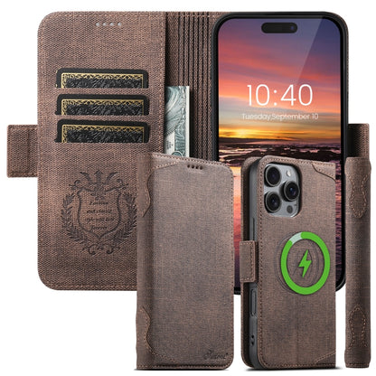 For iPhone 16 Pro Suteni J07 Multi-functional Horizontal MagSafe Denim Leather Phone Case(Blue) - iPhone 16 Pro Cases by Suteni | Online Shopping South Africa | PMC Jewellery | Buy Now Pay Later Mobicred