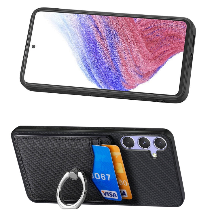 For Samsung Galaxy S25 5G Carbon Fiber Card Wallet Ring Phone Case(Black) - Galaxy S25 5G Cases by PMC Jewellery | Online Shopping South Africa | PMC Jewellery | Buy Now Pay Later Mobicred